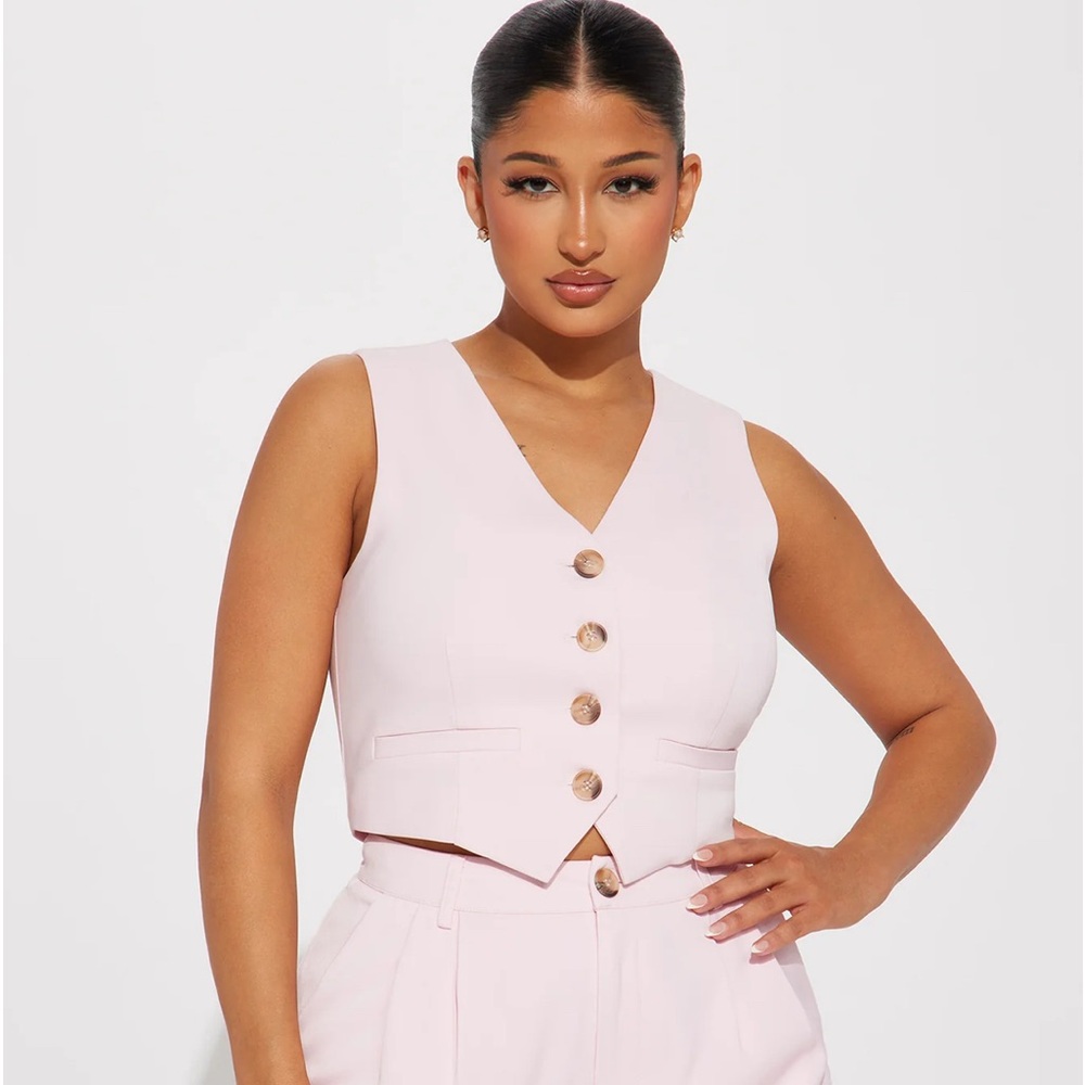 Pink Vest Business Casual Suit Set
